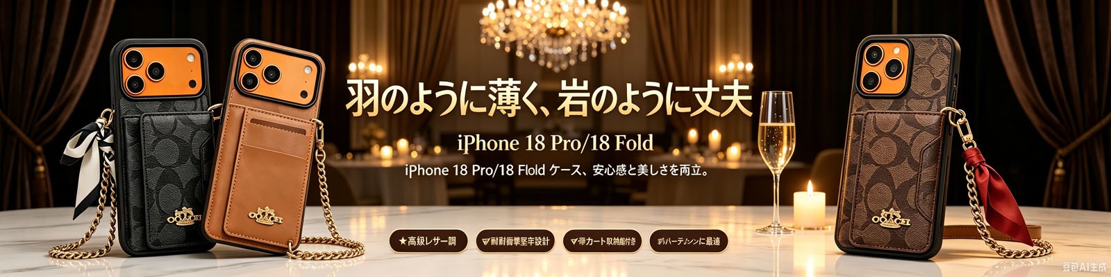 コーチiphone18ケース 手首 チェーン付き