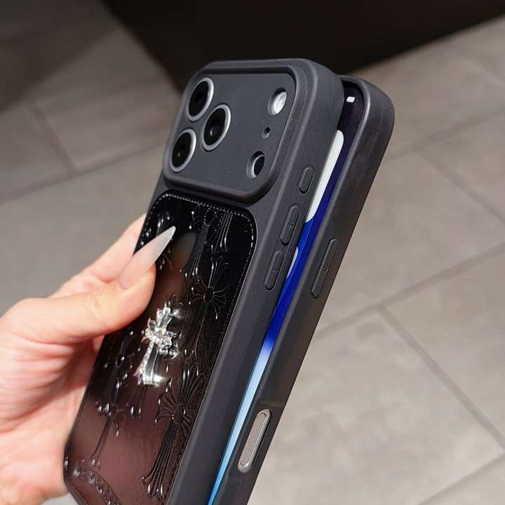 クロームハーツiphone18proケース PUレザー