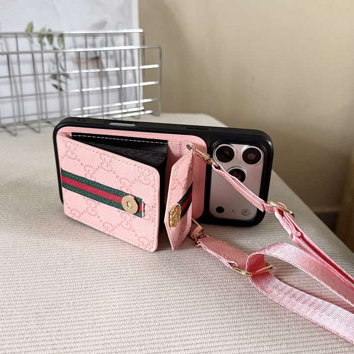 GUCCI iphone18promaxケース ロング ストラップ付き